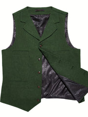 Men'S Vest Retro Fashion Groom Wedding Party Vest Men'S Herringbone Casual Business Waistcoat