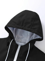 Men'S Casual 2pcs Athletic Set Unisex Couple All-Season Spring Autumn Loose Color-Block Athletic Outfit Hooded Sweater Zip-Up Jacket Long Sleeve Outerwear Long Pants Jogging Trousers Gym Workout Running Outdoor Set Elastic Pants Hoodie Top And Botto