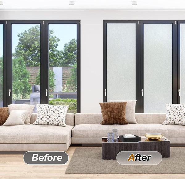 Rabbitgoo Window Film Privacy Film for Glass Windows, Frosted Glass Sticker Static Cling without Glue for Bathroom Home Office Matt 44.5X200 Cm