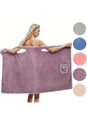 Women'S Coral Fleece Bathrobe, 1 Count Soft Absorbent Bath Skirt, Ladies Wearable Bath Towel, Bathrobe for Beach Spa Sauna Shower
