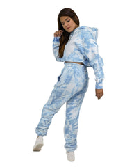 RUFEDGE Women’s Tie Dye Tracksuit Set | Ladies Joggers and Long Sleeve Crop Hoodie | Two-Piece Outfit