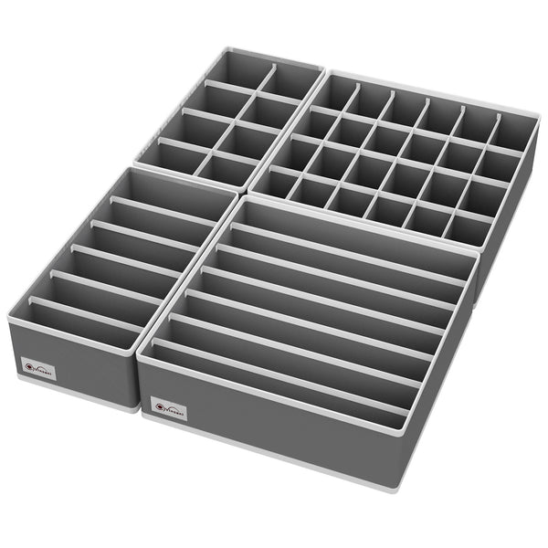 Vinsani Drawer Organiser Set of 4 Wardrobe Storage Dividers for Closet Undies Underwear Bra Socks Clothes Dresser Foldable Partitioned Cell Bedroom Storage Box