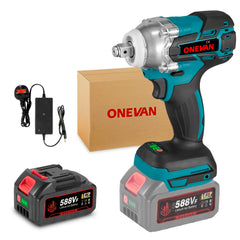 Brushless Electric Wrench, 1/2 Inch Impact Wrench Set,, with LED Work Light, 2 Forward Speeds, 2 Reverse Speeds, for Home DIY/Electric Tools Home DIY/Electric Tools, Furniture Installation Scaffolding Electric Tools, ONEVAN
