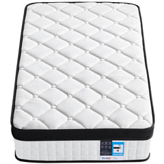 Costoffs Bed Mattress, Single/Double Bed Mattress Memory Foam and Pocket Spring Hybrid Mattress with 3D Breathable Fabric, Medium Soft to Medium Firm Support Mattress, Roll-Up Packaging for Bedroom, White