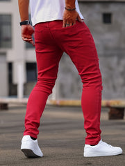 Spring And Autumn Fashion Hong Kong Style Classic Commuter Pants Easy Fashion Casual Daily Slim Fit Jeans Men