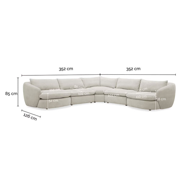 Aiden & Ivy Holley Grey Fabric 5 Piece Modular Sofa