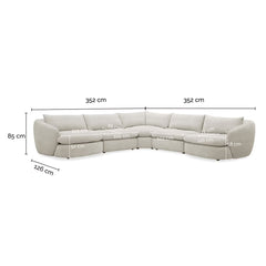 Aiden & Ivy Holley Beige Fabric 5 Piece Modular Sofa