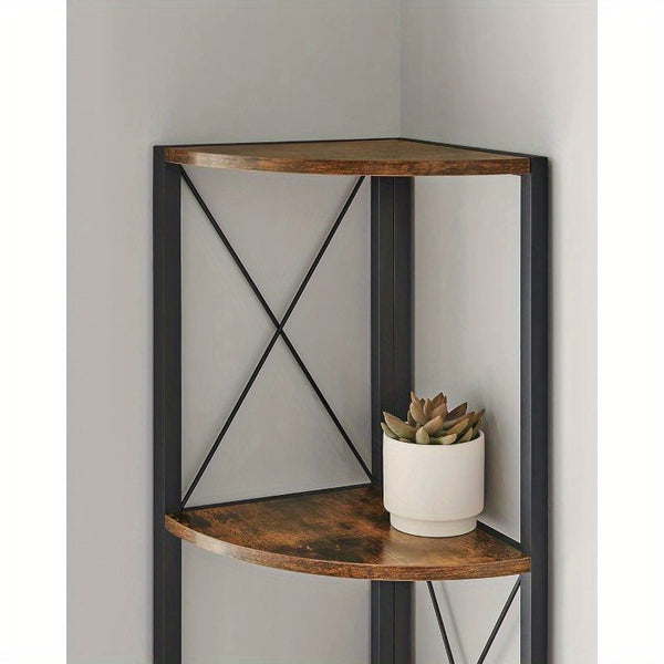 5-Tier Corner Shelf, Storage Shelf Unit Multifunction, Bookcase, Plant Stand, for Living Room, Bathroom, Kitchen, Bedroom, Office, Easy to Assemble, Industrial