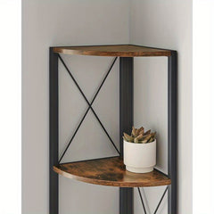 5-Tier Corner Shelf, Storage Shelf Unit Multifunction, Bookcase, Plant Stand, for Living Room, Bathroom, Kitchen, Bedroom, Office, Easy to Assemble, Industrial