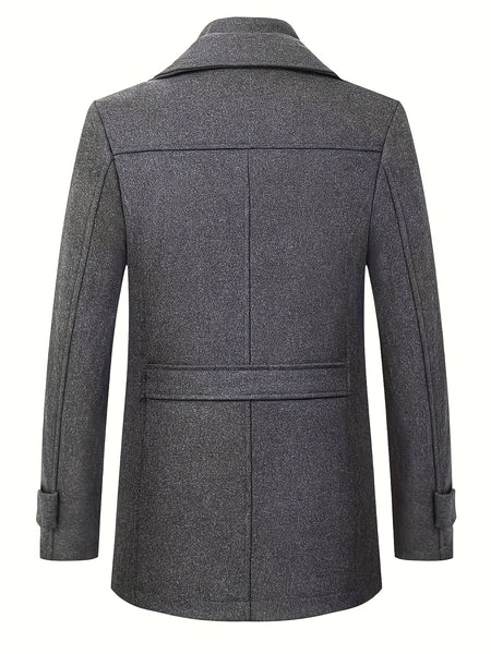 New Autumn And Winter 802 Detachable Double-Layer Collar Thick Velvet Blend Overcoat for Men