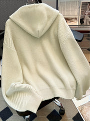 Hooded Button Sweater Cardigan, Spring Autumn Solid Color Casual Simple Open Front Soft Comfortable Elegant Women's Wear
