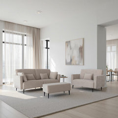 MOONAP Monroe Beige Fabric 4 Seater Sofa