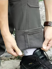 1PC Men's -Lined Warm Tactical Cargo Pants, Thick Winter Style, Multi-Pocket, Windproof Snowproof, Micro-Stretch Fabric, Suitable for Outdoor Hiking, Fishing, Casual Outings, No Belt