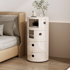 Transport Round Cabinet with Sliding Doors, Multi-Tiered Round Storage Unit