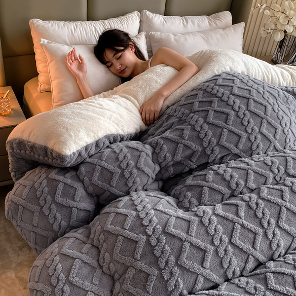 Luxury Taffeta Comforter Thick Warm Comforter, Heavy Warm Winter Comforter Core, Modern Ultra Soft Thick Weighted Blanket All Season Fluffy Fleece Quilt Beddin, Ideal Bedding Gifts for Christmas Mother's Day Valentine's Day Festival, Single Double King Su