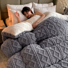 Luxury Taffeta Comforter Thick Warm Comforter, Heavy Warm Winter Comforter Core, Modern Ultra Soft Thick Weighted Blanket All Season Fluffy Fleece Quilt Beddin, Ideal Bedding Gifts for Christmas Mother's Day Valentine's Day Festival, Single Double King Su