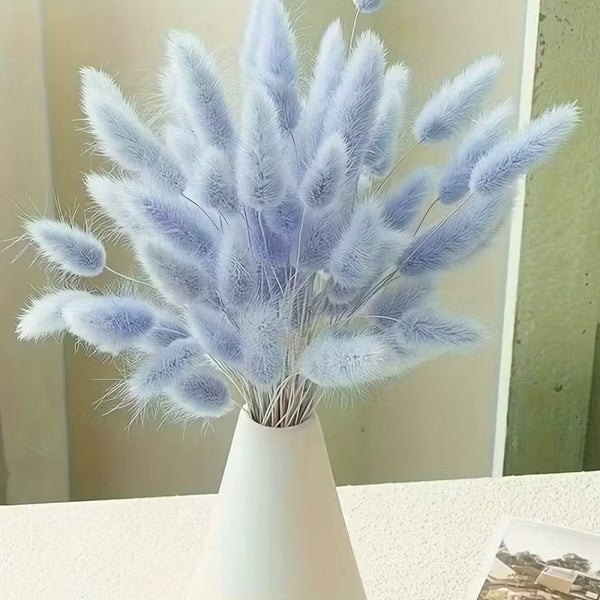 60pcs Sky Blue Artificial Pampas Grass | Soft Fluffy Bohemian Style, Polyester, Long-Lasting Floral Arrangements for Weddings, Home & Parties