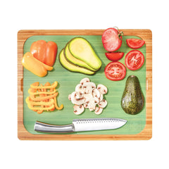 Seville Classics Bamboo Cutting Board with 7 Colour Coded Chopping Mats