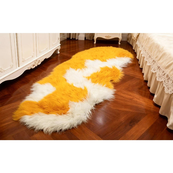 Fluffy Faux Sheepskin Rug 60 x 180 cm, Soft Shaggy Runner Rug for Bedroom and Living Room, Washable Non Slip Faux Fur Carpet