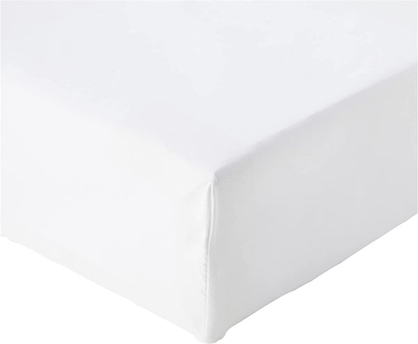 Amazon Basics Soft Microfibre Single Fitted Sheet, Deep Pocket 12 Inch (30 Cm), White
