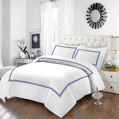 Embroided Baratta Stitch Duvet Cover Set with Matching Pillowcases - Ultra-soft Brushed Microfibre – Chic & Modern Design – Easy Care & Machine Washable