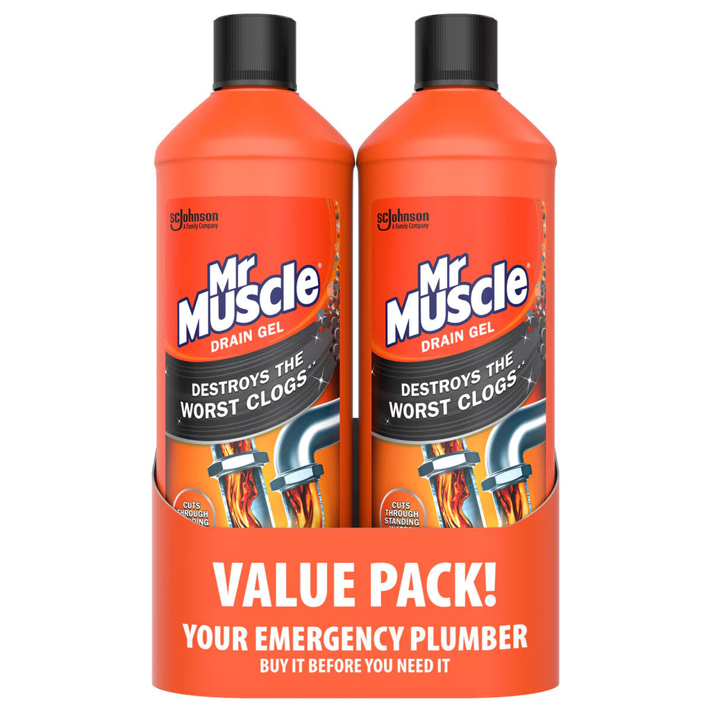 Mr Muscle Kitchen + Bathroom Drain Gel, 2 X 1L