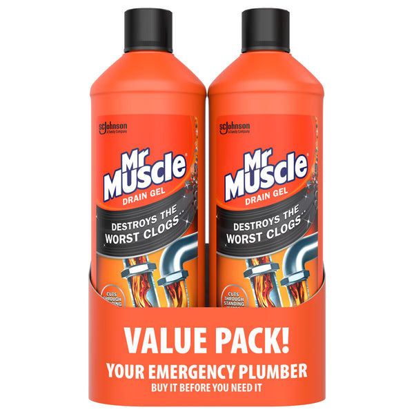 Mr Muscle Kitchen + Bathroom Drain Gel, 2 X 1L