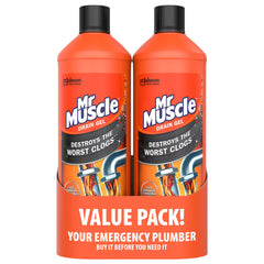 Mr Muscle Kitchen + Bathroom Drain Gel, 2 X 1L