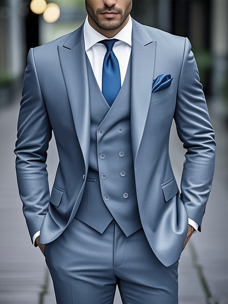 Fashion Men's Leisure Boutique Slim Fit Light Business Suit Set, Wedding Ball Dress Jacket + Vest + Pants 3pcs Suit.