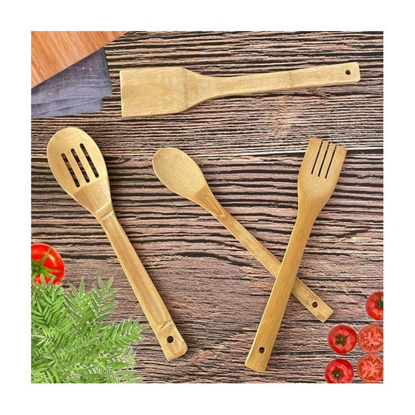 Set of 5pcs Wooden Kitchen Utensil Set | Natural Bamboo Cooking Spoons & Spatulas | Non-Stick Kitchen Tools | Perfect Gift for Home Cooks