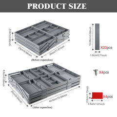 5 Trays 3 Tiers Drawer Organizer Expandable Drawer Organizer Makeup Drawer Organizer Tray for Makeup Jewelry Office Supplies, Office Supplies Storage Box, Foldable Storage Box