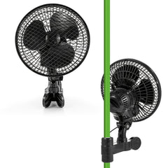 Clip-On Fan Designed for Side Rails in Grow Rooms, Ideal for Indoor Use, Homes, Warehouses, Greenhouses, And Basements, in Black Color