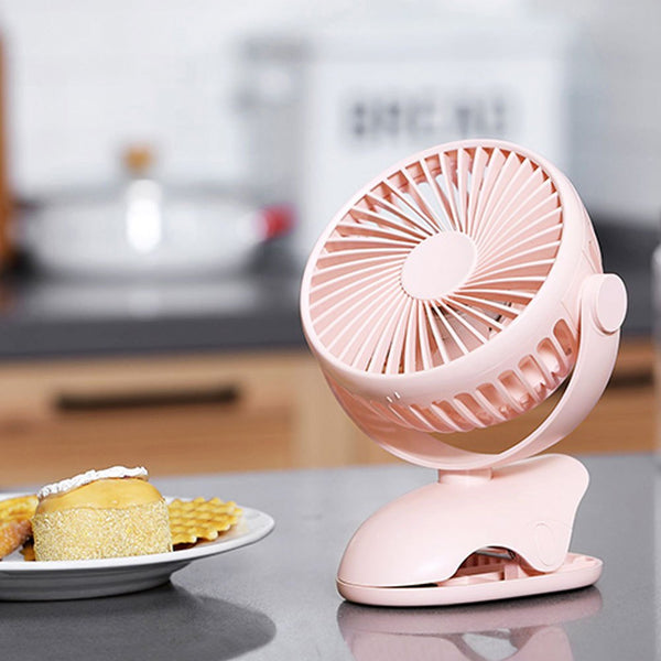 Mini USB Rechargeable Clip Fan, 4-Speed Quiet Fan, 360° Adjustable Fan, Pink Portable Fan, Removable & Cleanable, Clip-On Design Fan, 19.5x13x13cm