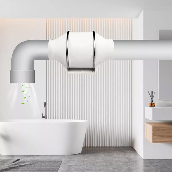 100mm Inline Extractor Fan, 220m3h Airflow Low Noise Ventilation Fan for Bathroom Shower Ceiling Loft, Duct Exhaust Fan with Ball Bearing Motor, 35W Vent Fan