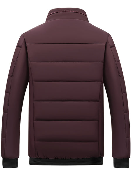 Men's Casual Collar Fashion Coat Men's New Young and Middle-aged Autumn and Winter Plus Velvet Padded Warm -padded Jacket.