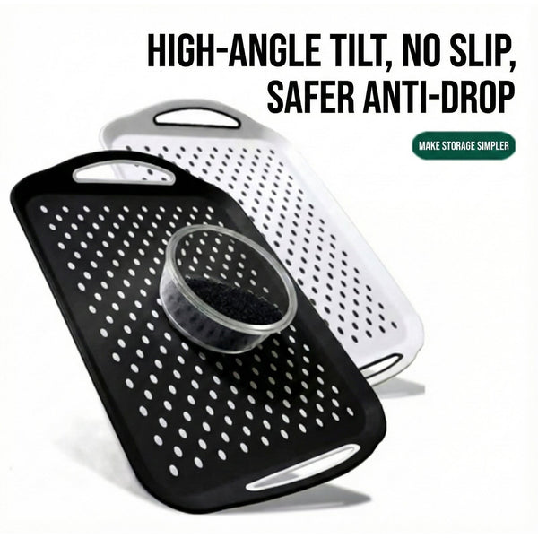 2-Pack Non-Slip Rectangular Plastic Serving Tray – High-Grip Surface, Easy-Hold Handles