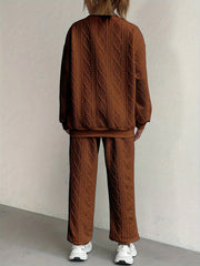 New Women'S Clothing Set Featuring Textured Fabric, Long-Sleeve Sweatshirt, And Long Pants, Stylish And Versatile for Casual Wear