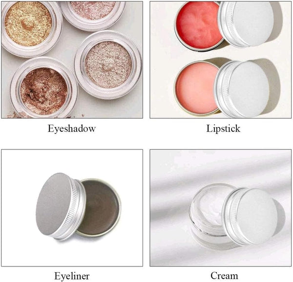 20Pcs 15 Ml Aluminium Tin Jars Empty Cosmetic Jars Sample Containers Pots Lip Balm Containers Small Tin Cans with Lids Travel Pots for Toiletries Travel Makeup Creams Powder Mineral DIY Candles