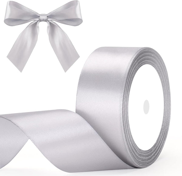 G2PLUS White Stain Ribbons - 22M Thick Fabric Gift Wrap Ribbons for Crafting, Wedding & Valentine'S Day Decoration