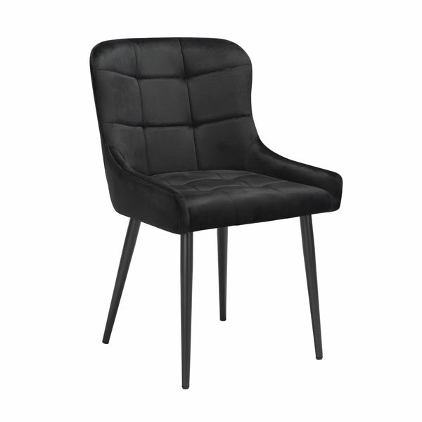 Indus Valley Kia Black Velvet Dining Chair, 2 Pack
