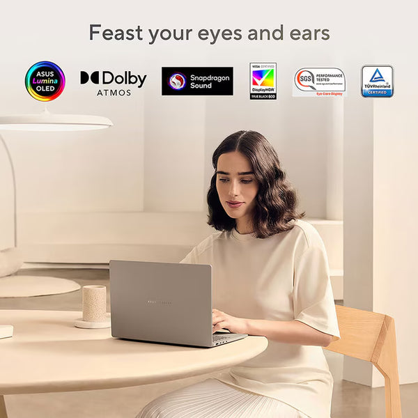 ASUS Zenbook A14 Copilot+ PC, Snapdragon X, 16GB RAM, 1TB SSD, 14 Inch OLED Laptop, UX3407QA-QD244W