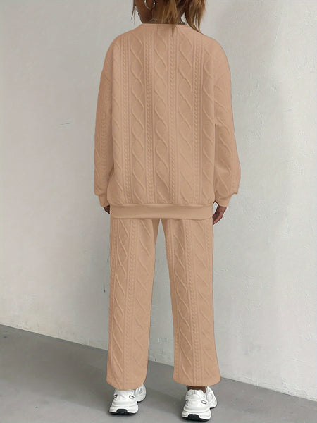 New Women'S Clothing Set Featuring Textured Fabric, Long-Sleeve Sweatshirt, And Long Pants, Stylish And Versatile for Casual Wear