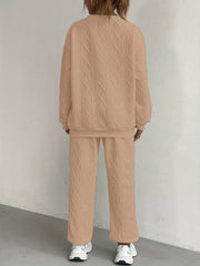 New Women'S Clothing Set Featuring Textured Fabric, Long-Sleeve Sweatshirt, And Long Pants, Stylish And Versatile for Casual Wear