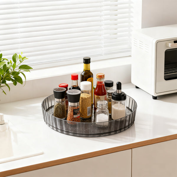 Non-Slip Rotating Storage Rack 1 Pack, Lazy Susan Organizer for Kitchen Spice Rack and Cosmetic Storage, Multi-functional Design for Cupboard Bedroom Bathroom Living Room Use, Complete Worktop Organizer Solution