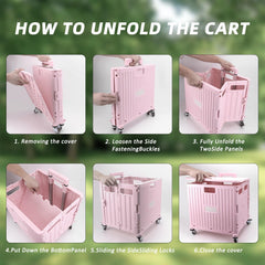 Foldable Shopping Trolley Cart | Lightweight & Durable with Adjustable Handle | Smooth-Rolling 4-Wheel Collapsible Crate for Groceries & More