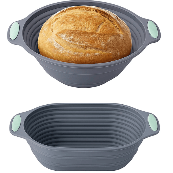 2pcs Foldable Proofing Baskets for Bread – Non-Stick Artisan Rising Bowls, Flexible Space-Saving Fermentation Set for Baguettes &Homemade Baking