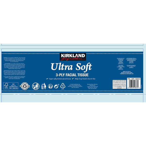 Kirkland Signature 3 PLY Facial Tissues, 12 X 160 Sheets