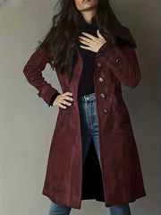 Women's Elegant Vintage Coat - Classic notched lapel, Front Button Closure, Structured H-Silhouette
