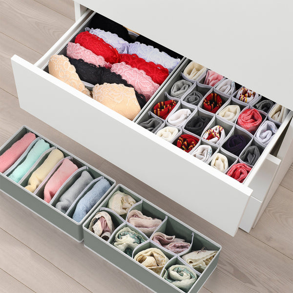 Vinsani Drawer Organiser Set of 4 Wardrobe Storage Dividers for Closet Undies Underwear Bra Socks Clothes Dresser Foldable Partitioned Cell Bedroom Storage Box