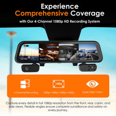 Rexing M4 4-Channel 12” Touch Screen Mirror Dash Cam